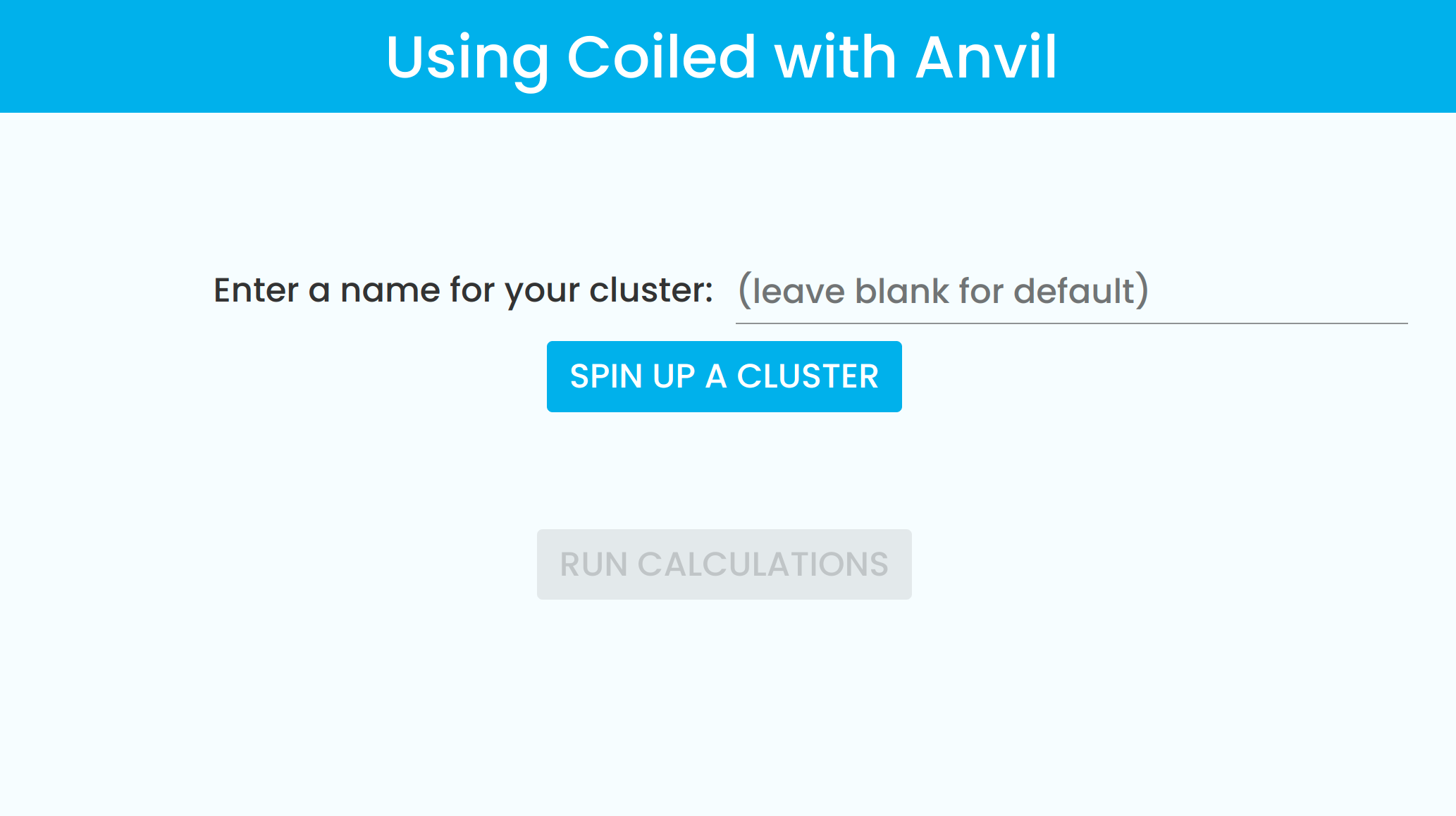 Here’s what the finished app looks like when it’s first loaded. Later, it’ll display output data.