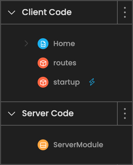 The app’s hierarchy at this stage.