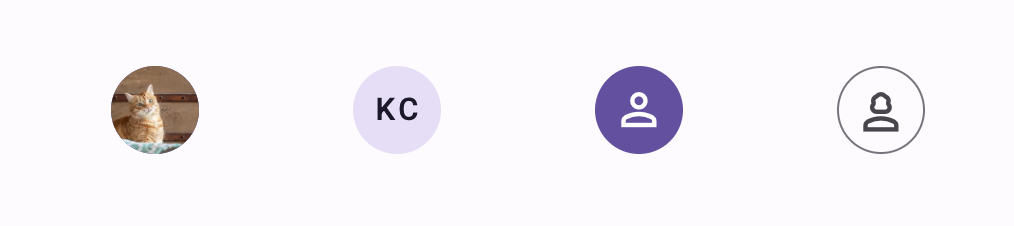 Avatar components showing different configurations
