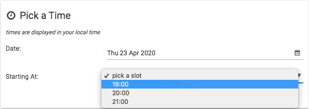 Pick a slot – in my timezone!